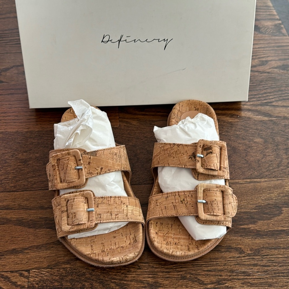 NEW WOMEN'S THE LOOP DOUBLE FOOTBED CORK SANDALS IN TAN SZ 35